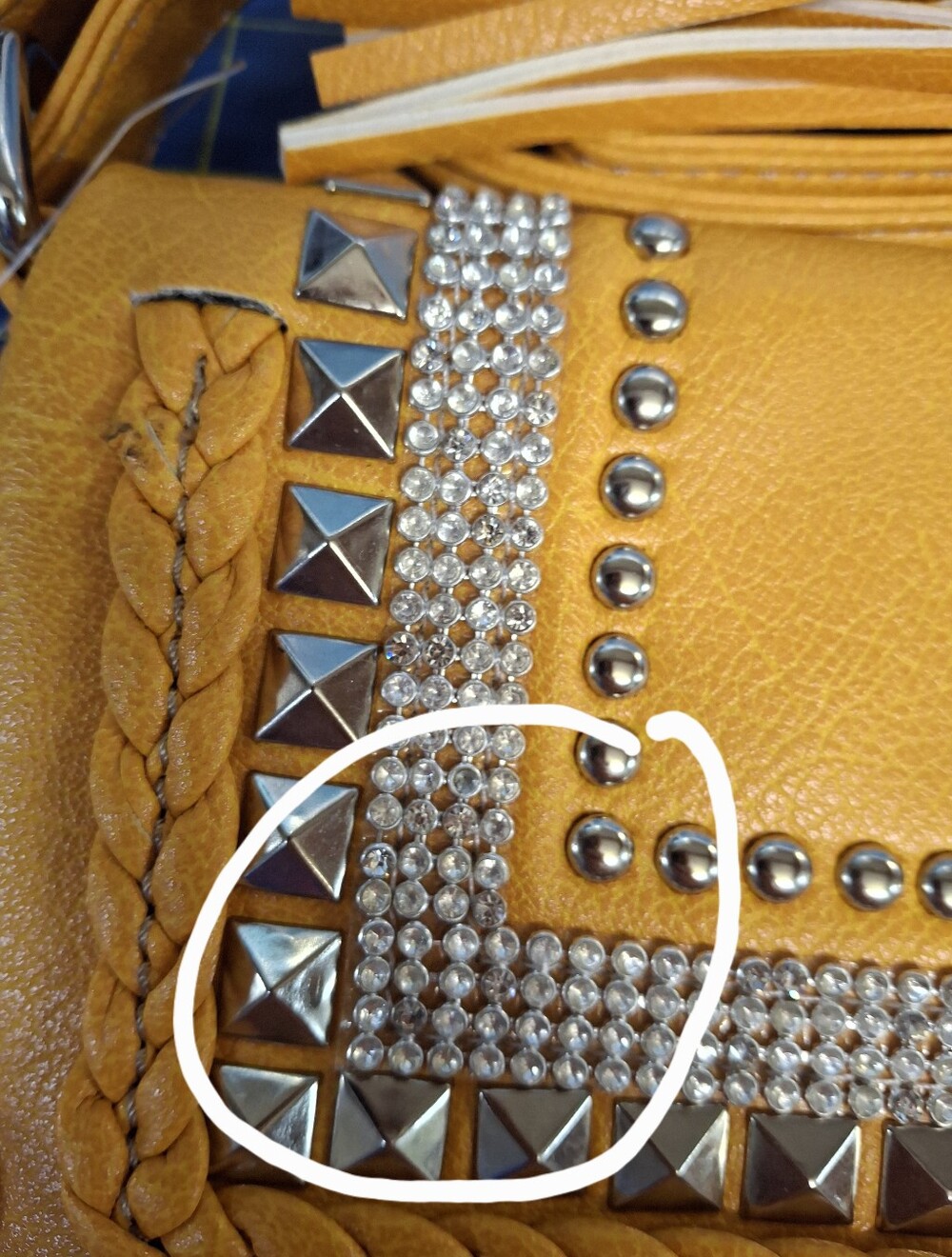 Yellow Studded Crossbody Shoulder Bag Mustard Color NEW - Picture 10 of 13
